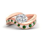 Load image into Gallery viewer, swirl-oval-east-west-emerald-wedding-ring-set-in-rose-gold-fd11522gemgr-nl-rg
