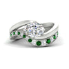 Load image into Gallery viewer, swirl-oval-east-west-emerald-wedding-ring-set-in-white-gold-fd11522gemgr-nl-wg
