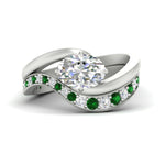 Load image into Gallery viewer, swirl-oval-east-west-emerald-wedding-ring-set-in-white-gold-fd11522gemgr-nl-wg
