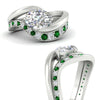 Load image into Gallery viewer, swirl-oval-east-west-emerald-wedding-ring-set-in-white-gold-fd11522gemgr-nl-wg