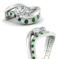 Thumbnail 50 - swirl-oval-east-west-emerald-wedding-ring-set-in-white-gold-fd11522gemgr-nl-wg
