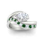 Load image into Gallery viewer, swirl-oval-east-west-emerald-wedding-ring-set-in-white-gold-fd11522gemgr-nl-wg
