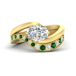 Load image into Gallery viewer, swirl-oval-east-west-emerald-wedding-ring-set-in-yellow-gold-fd11522gemgr-nl-yg

