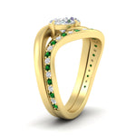Load image into Gallery viewer, swirl-oval-east-west-emerald-wedding-ring-set-in-yellow-gold-fd11522gemgr-nl-yg
