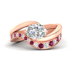 Load image into Gallery viewer, swirl-oval-east-west-pink-sapphire-wedding-ring-set-in-rose-gold-fd11522gsadrpi-nl-rg
