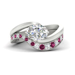 Load image into Gallery viewer, swirl-oval-east-west-pink-sapphire-wedding-ring-set-in-white-gold-fd11522gsadrpi-nl-wg
