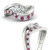 Load image into Gallery viewer, swirl-oval-east-west-pink-sapphire-wedding-ring-set-in-white-gold-fd11522gsadrpi-nl-wg