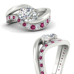 Load image into Gallery viewer, swirl-oval-east-west-pink-sapphire-wedding-ring-set-in-white-gold-fd11522gsadrpi-nl-wg
