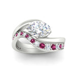 Load image into Gallery viewer, swirl-oval-east-west-pink-sapphire-wedding-ring-set-in-white-gold-fd11522gsadrpi-nl-wg
