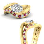 Load image into Gallery viewer, swirl-oval-east-west-pink-sapphire-wedding-ring-set-in-yellow-gold-fd11522gsadrpi-nl-yg
