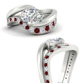 Thumbnail 62 - swirl-oval-east-west-ruby-wedding-ring-set-in-white-gold-fd11522grudr-nl-wg