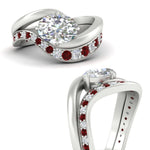 Load image into Gallery viewer, swirl-oval-east-west-ruby-wedding-ring-set-in-white-gold-fd11522grudr-nl-wg
