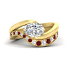 Load image into Gallery viewer, swirl-oval-east-west-ruby-wedding-ring-set-in-yellow-gold-fd11522grudr-nl-yg