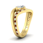 Load image into Gallery viewer, swirl-oval-east-west-ruby-wedding-ring-set-in-yellow-gold-fd11522grudr-nl-yg
