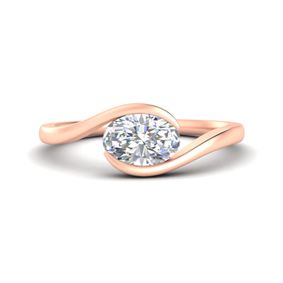 Swirl Oval East West Solitaire Diamond Ring