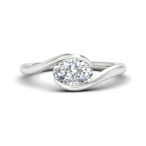 Swirl Oval East West Solitaire Diamond Ring