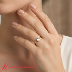 Load image into Gallery viewer, swirl-oval-east-west-solitaire-diamond-ring-in-yellow-gold-fdens7806-model
