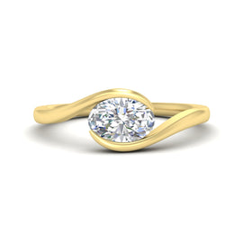 Swirl Oval East West Solitaire Diamond Ring
