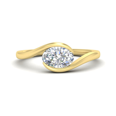 Horizontal Oval Shaped Diamond Solitaire Engagement ring