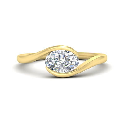 Swirl Oval East West Solitaire Diamond Ring