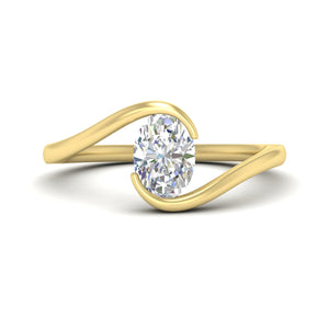 Swirl Oval Solitaire Engagement Ring