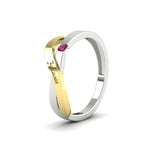 Load image into Gallery viewer, swirl-pink-sapphire-love-mens-wedding-band-in-yellow-gold-FDM11159GSADRPIANGLE2-NL-YG
