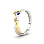 Load image into Gallery viewer, swirl-sapphire-love-mens-wedding-band-in-yellow-gold-FDM11159GSABLANGLE2-NL-YG
