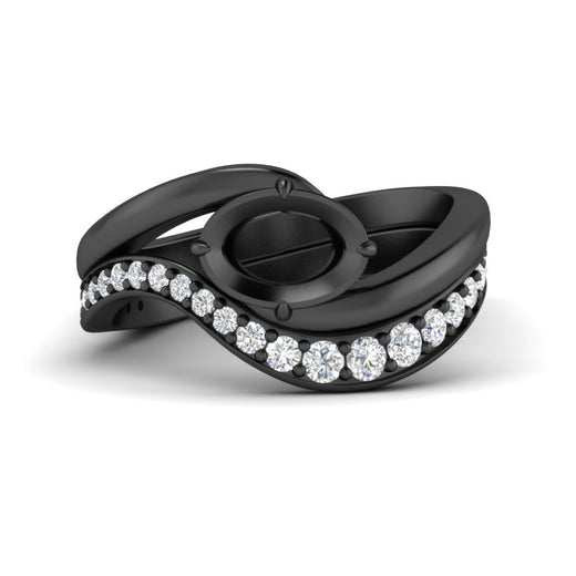 Swirl Semi Mount East West Wedding Ring Set