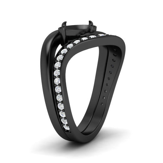 Swirl Semi Mount East West Wedding Ring Set