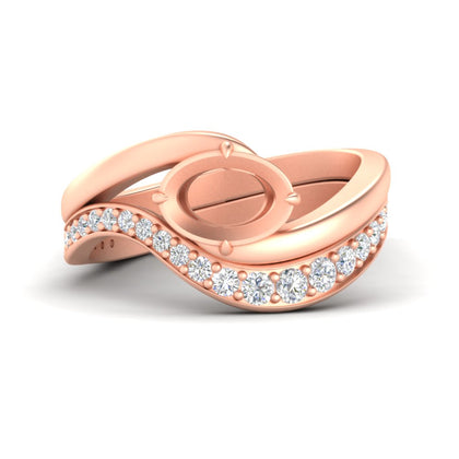 Swirl Semi Mount East West Wedding Ring Set