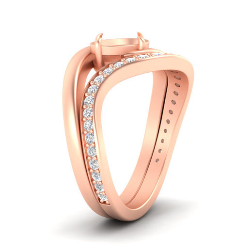 Swirl Semi Mount East West Wedding Ring Set