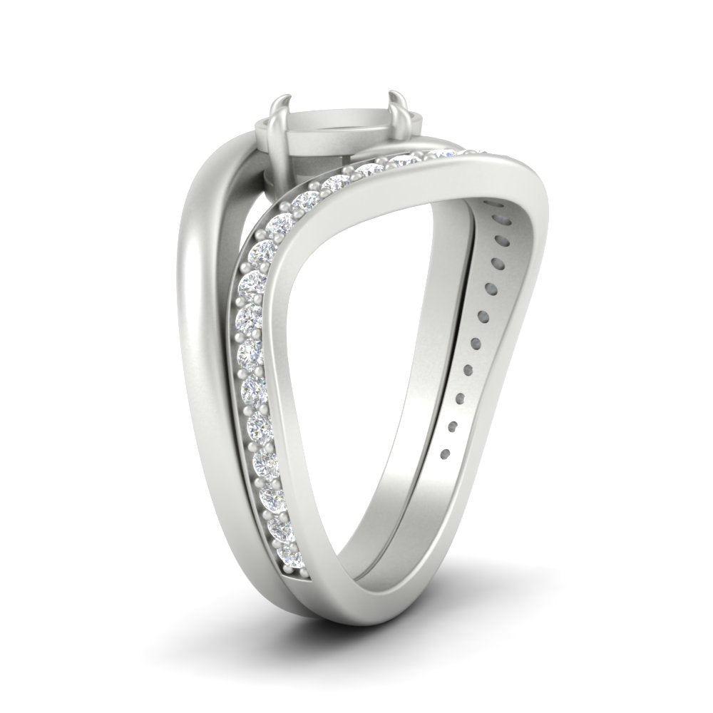 Swirl Semi Mount East West Wedding Ring Set