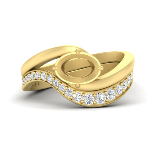 Swirl Semi Mount East West Wedding Ring Set