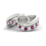 Load image into Gallery viewer, Swirl Semi Mount East West Wedding Ring Set

