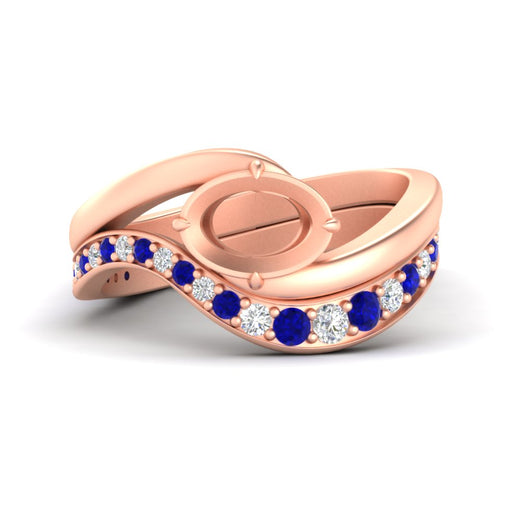Swirl Semi Mount East West Wedding Ring Set