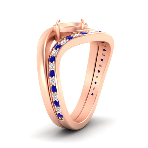 Swirl Semi Mount East West Wedding Ring Set