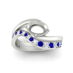 Load image into Gallery viewer, Swirl Semi Mount East West Wedding Ring Set
