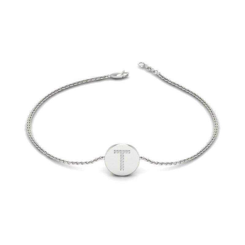 Alphabet disc diamond bracelet