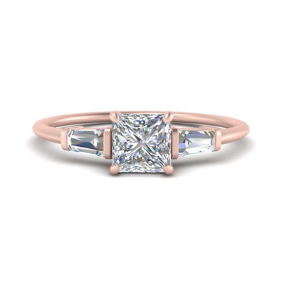 Tapered Baguette Princess Cut Lab Grown Engagement Ring