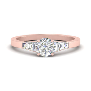 Tapered Trapezoid Lab Created Round Cut Diamond Ring