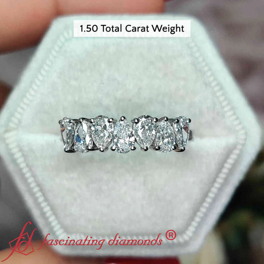 1.50 Carat Teardrop 7 Stone Wedding Band