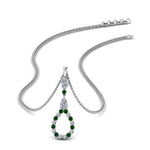 Load image into Gallery viewer, teardrop-diamond-drop-pendant-necklace-with-emerald-in-FDPD9049GEMGR-NL-WG
