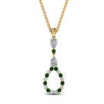 Load image into Gallery viewer, teardrop-diamond-drop-pendant-necklace-with-emerald-in-FDPD9049GEMGR-NL-YG
