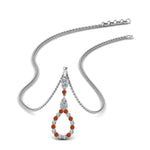Load image into Gallery viewer, teardrop-diamond-drop-pendant-necklace-with-orange-sapphire-in-FDPD9049GSAOR-NL-WG
