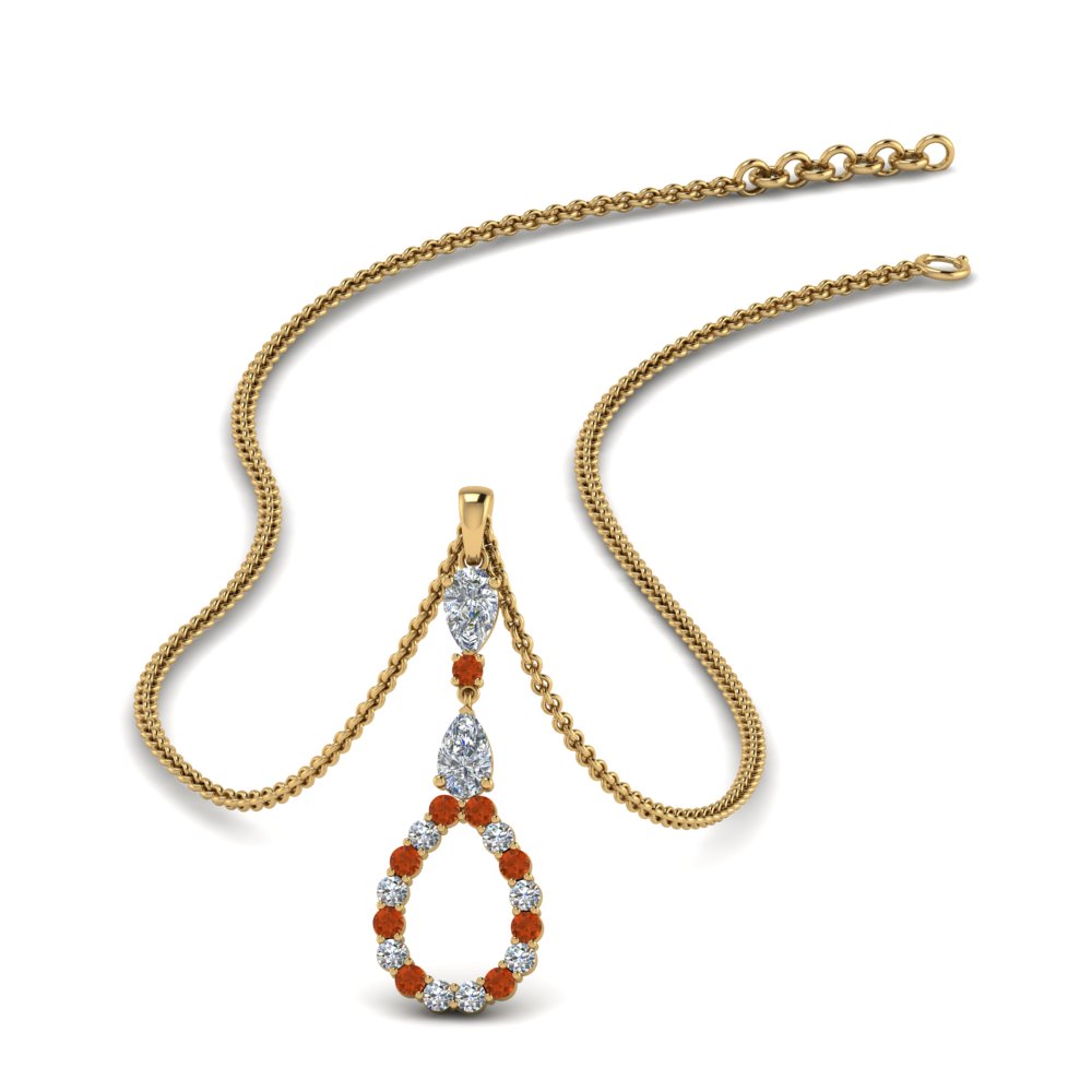 teardrop-diamond-drop-pendant-necklace-with-orange-sapphire-in-FDPD9049GSAOR-NL-YG