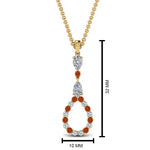 Load image into Gallery viewer, teardrop-diamond-drop-pendant-necklace-with-orange-sapphire-in-FDPD9049GSAOR-NL-YG
