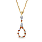 Load image into Gallery viewer, teardrop-diamond-drop-pendant-necklace-with-orange-sapphire-in-FDPD9049GSAOR-NL-YG
