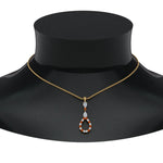 Load image into Gallery viewer, teardrop-diamond-drop-pendant-necklace-with-orange-sapphire-in-FDPD9049GSAOR-NL-YG
