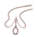 Load image into Gallery viewer, teardrop-diamond-drop-pendant-necklace-with-pink-sapphire-in-FDPD9049GSADRPI-NL-RG
