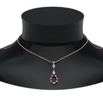 Load image into Gallery viewer, teardrop-diamond-drop-pendant-necklace-with-pink-sapphire-in-FDPD9049GSADRPI-NL-RG
